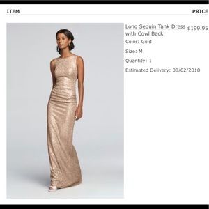 Gold bridesmaid dress with cowlneck back size M